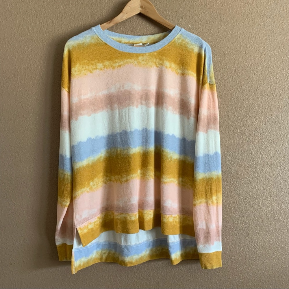 BP Lightweight Tie Dye Striped Sweater Size Large
